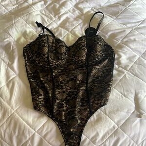 Black lace corset bodysuit new with tags
